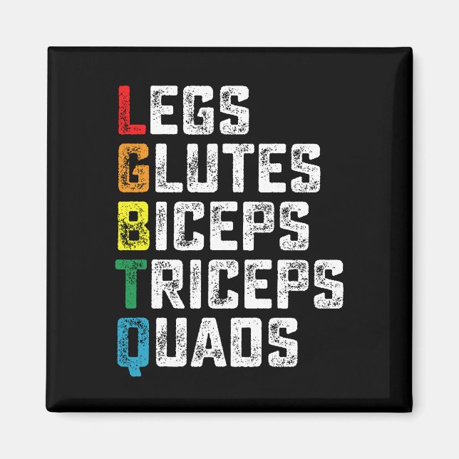Aimant LGBTQ Legs Glutes Biceps Triceps Quads Gym amusant (Devant)