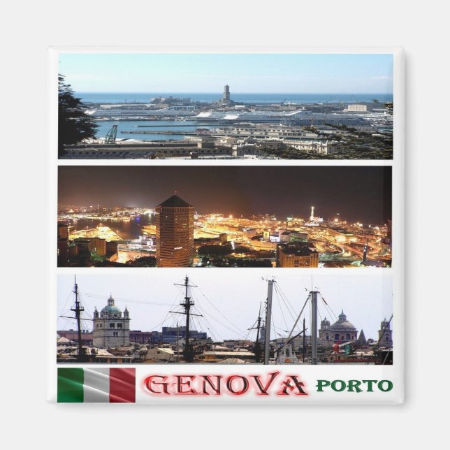 Aimant LGR146 GENOA Mosaic, Port, Italie, Réfrigérateur (Devant)