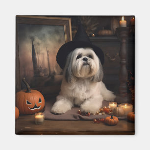 Aimant Lhasa Apso Citrouille Halloween effrayant