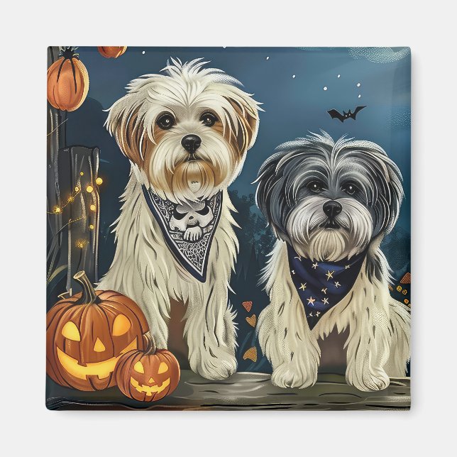 Aimant Lhasa Apso Halloween Éffrayant (Devant)