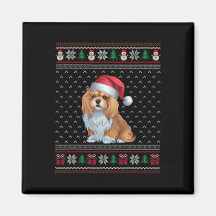 Aimant Lhassa Apso Chien portant le chapeau de Santa Hat 