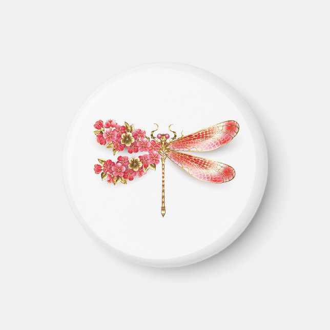 Aimant libellule de fleurs avec sakura de bijoux (Devant)
