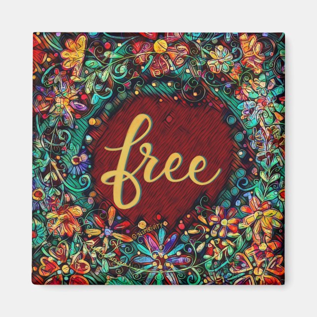 Aimant Libre Plutôt Amusant Floral Moderne Inspirivity (Devant)