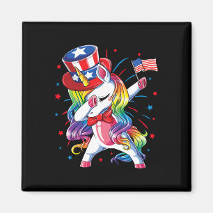Aimant Licorne 4 juillet Oncle Sam Filles Drapeau América