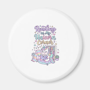Aimant Licorne lisant dans mon coin licorne T-shirt paste
