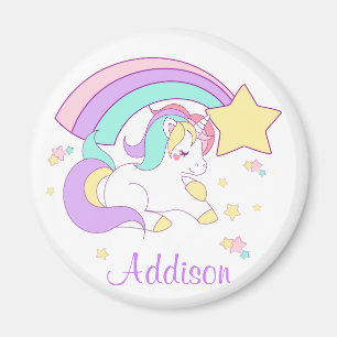 Aimant Licorne magique d'arc-en-ciel personnalisée par
