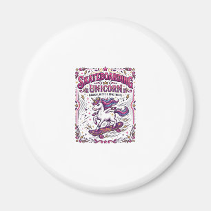 Aimant Licorne Skateboarding Licorne Stylish Fond Blanc