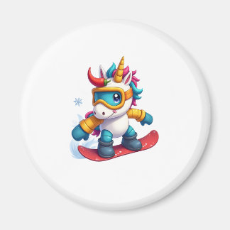 Aimant Licorne sur Snowboard - Ski drôle et sports d'hive