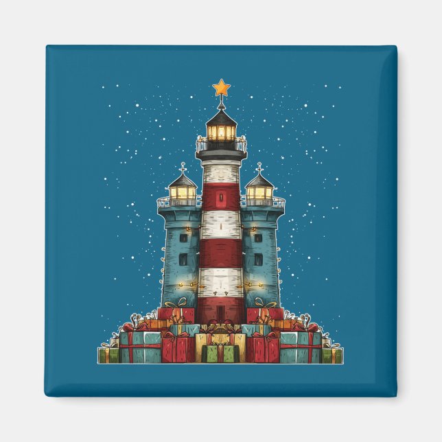 Aimant Lighthouse Seaside Christmas Tree Xmas Long Sleeve (Devant)