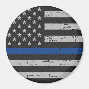 Aimant Ligne Bleue Mince - Officier de Police - Drapeau A