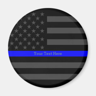 Aimant Ligne Bleue Mince Parole Personnalisé Noir Drapeau