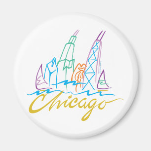 Aimant Ligne Skyline de Chicago Windy City