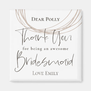 Aimant Lignes contemporaines Merci Bridesmaid Cadeau