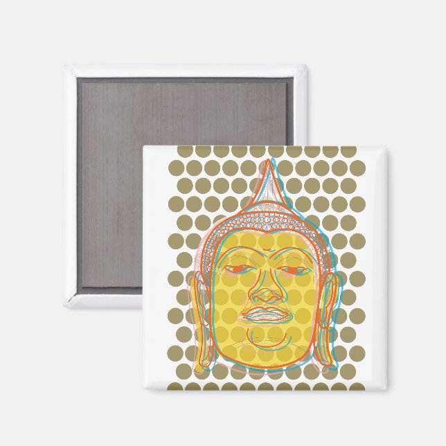 Aimant Lignes d'impression décalées de la tête de Bouddha (Recto/Verso)