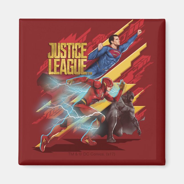 Aimant Ligue de Justice | Badge Superman, Flash et Batman (Devant)