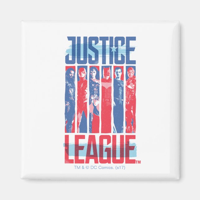 Aimant Ligue de Justice | Blue & Red Group Pop Art (Devant)
