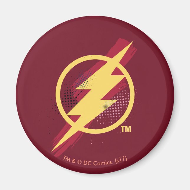 Aimant Ligue de Justice | Symbole Flash brosse et demi-to (Devant)