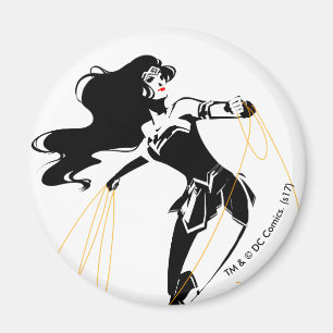 Aimant Ligue de Justice   Wonder Woman with Lasso Pop Art