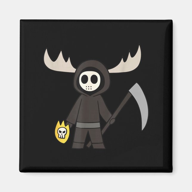 Aimant Lil Doom Moose - Funny Reaper Cartoon  (Devant)