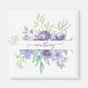 Aimant Lilac aquarelle florale personnalisée
