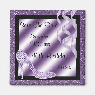 Aimant Lilac Glittery Stiletto & Streamers 40e anniversai