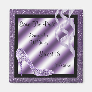Aimant Lilac Glittery Stiletto & Streamers Sweet 16