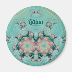 Aimant LILLIAN ~ Pastel rose et vert ~ Design étonnant