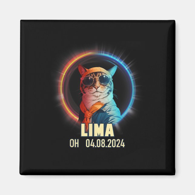 Aimant Lima Ohio Total Éclipse Solaire 2024 (Devant)