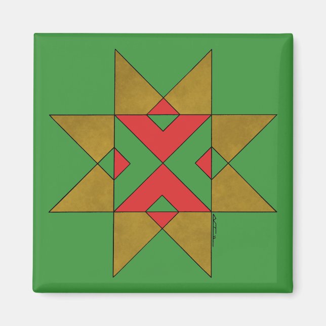 Aimant Lincolnshire Auseklis Witch Mark rouge et vert (Devant)
