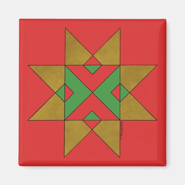 Aimant Lincolnshire Auseklis Witch Mark rouge et vert (Devant)