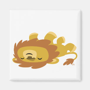 Aimant Lion azy en caricature