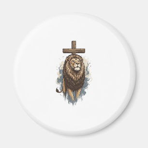 Aimant Lion chrétien et croix vintage