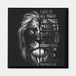 Aimant Lion chrétien Je peux faire toutes choses par Chri