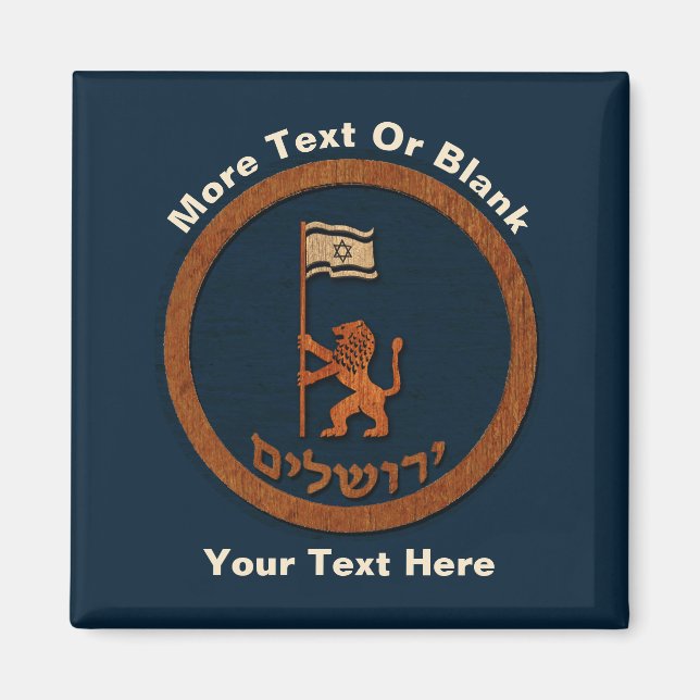 Aimant Lion Du Jour De Jérusalem Avec Drapeau (Devant)