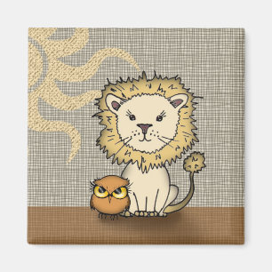 Aimant Lion et Hibou pour Enfants