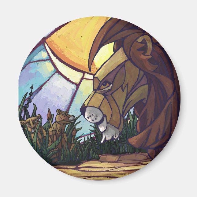 Aimant Lion et petits (Devant)