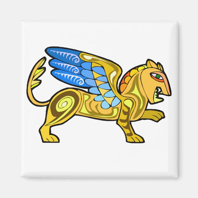 Aimant Lion Griffin à ailes médiévales (Devant)
