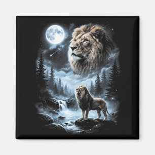 Aimant Lion Hurleur à la Lune Safari Animal Rétro 90s