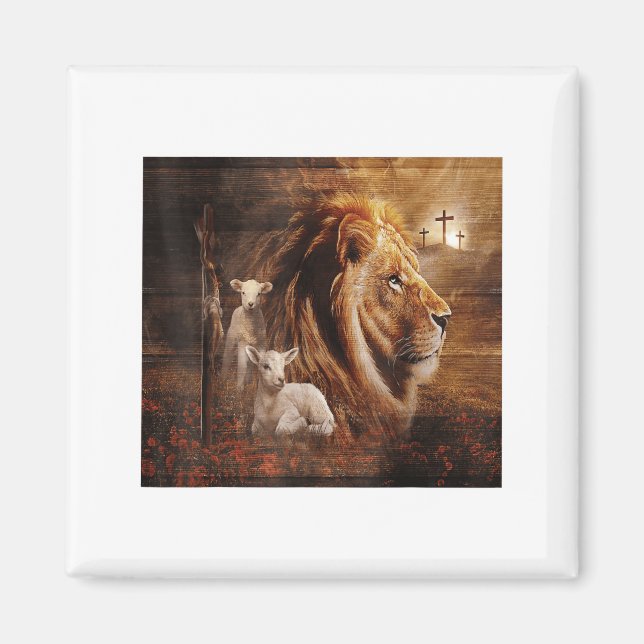 Aimant Lion Of Judah Lamb God Cross Jesus Light God  (Devant)