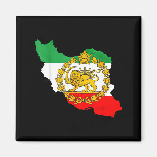 Aimant lion persan, carte de l'Iran, drapeau iranien, lio