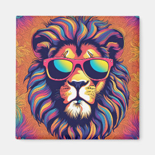 Aimant Lion portant des lunettes de soleil