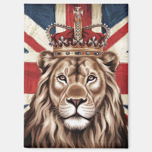 Aimant Lion portant une couronne drapeau britannique