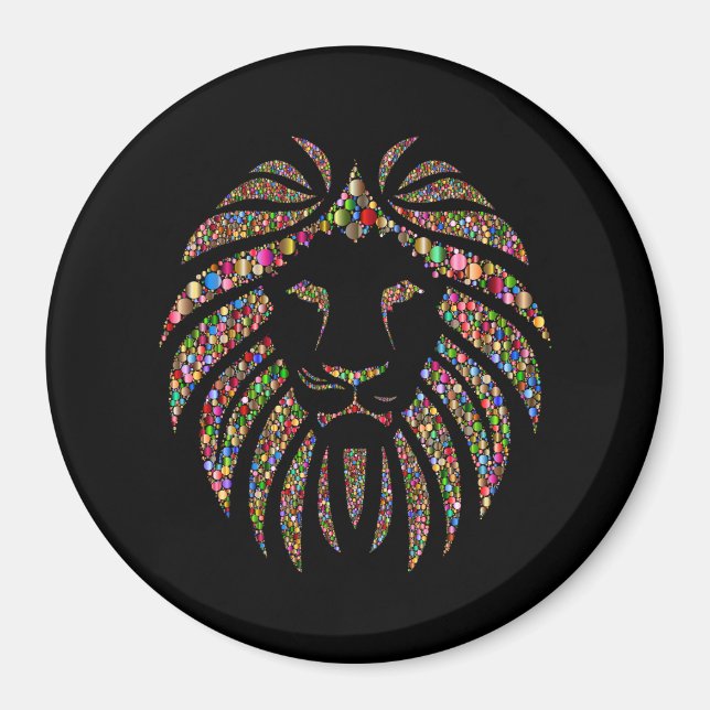 Aimant Lion prismatique coloré (Devant)
