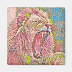 Aimant Lion rocailleux artistique