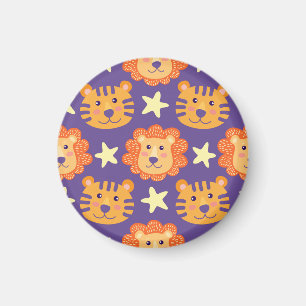 Aimant Lions et tigres de dessin : Vintage