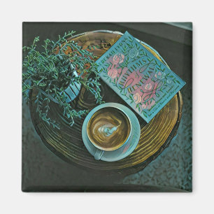 Aimant Lire des livres, boire du café