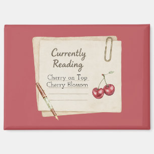 Aimant Liste de livres de stylo Cerises Rouges