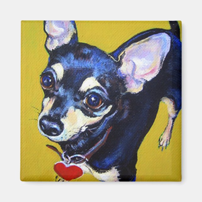 Aimant Little Bitty Chihuahua - Noir et Tan Chihuahua (Devant)
