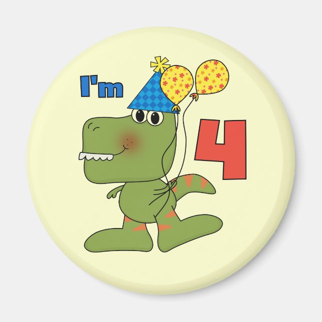 Aimant Little Dino 4th Birthday Tshirts et cadeaux (Devant)
