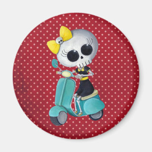 Aimant Little Miss Death sur scooter